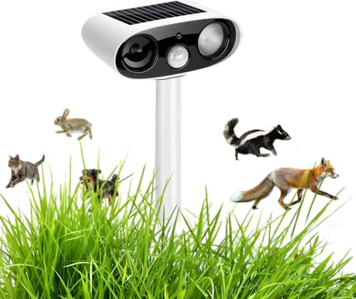 2025 Upgraded Solar Ultrasonic Cat Repellent for Gardens UK,Dog, Rabbit, Heron Repeller with PIR Sensor,IP65 Waterproof Animal Scarer for Yards, Ponds & Patios,Deters Squirrels, Dogs, Deer, Birds