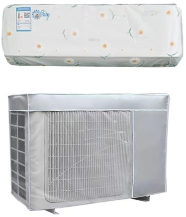 Large Waterproof Outdoor Air Conditioner Cover – Fabric with Breathable Mesh, Dustproof, Sunproof Protection for External AC Units (Silver,92x35x69cm)