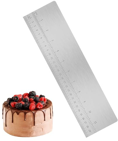 Girihe 1 PCS Buttercream Smoother, 12 Inch Tall Cake Scraper Buttercream Smoother with Scale, Metal Icing Scraper for Baking Cooking