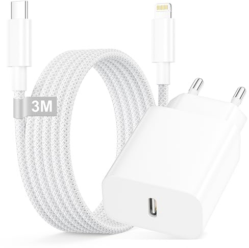 iPhone Schnellladegerät und Ladekabel Schnellladekabel | für iPhone 14 13 12 11 Pro Max/Mini/XS/X/8/SE/iPad, 25W USB C Ladegerät iPhone mit Lightning Ladekabel USB C Netzteil Stecker