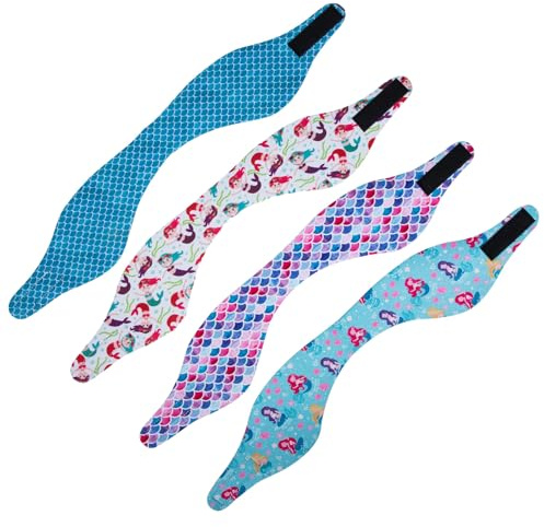 Parliky 4Pcs Adjustable Swim Headband Bathing Ear Cover Lightweight Ear Protector Breathable Headband for Women Men Water Sports Swimming Surfing Kayaking