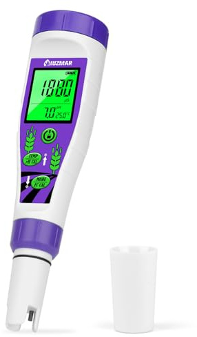 UIUZMAR pH EC Meter for Water, Simultaneous Display pH TDS Temp Tester | 4 in 1, Digital Water pH/EC/TDS/Temp Meter for Hydroponic, Swimming pool, Hot Tub, Drinking Water, Brewing, Aquarium