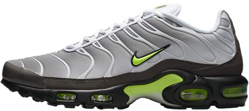 Nike Air Max Plus Herrenschuhe (White/Pearl Grey/Black/Neon Yellow), Weiß/Perlgrau/Schwarz/Neongelb, 7.5