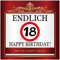 Aufkleber zum Geburtstag mit Text und Zahl - Endlich 18