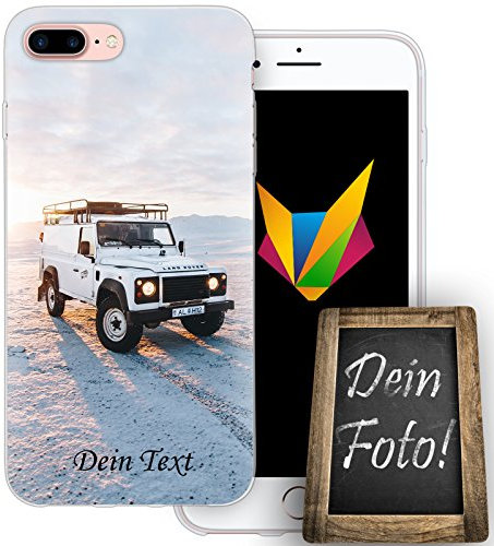 Mobilefox Eigenes Auto Handyhülle Personalisiertes Geschenk dünne Silikon TPU Case Foto Motiv passend für Apple iPhone 7 Plus Mit Text