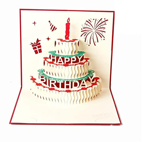 DEESOSPRO Grußkarten Geburtstag, Geburtstagskarte Geschenk für Ihre Verwandten, Freunde und Liebhaber Special, 3D Pop-up-Grußkarte mit schönen Papier-Cut, Umschlag enthalten (Happy Birthday)