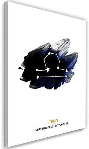 Leinwandbild XXL Waage Wandbild Kunst Sternzeichen Libra Abstrakt Blau 80x120 cm