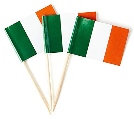 mflagperft Irland-Flagge, Irische Flagge, kleine Mini-Irland-Zahnstocherflaggen für Lebensmittel, Cupcakes, Cocktails, Vorspeisen, Bar-Party-Dekorationen