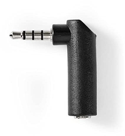 NEDIS AGB22980BK Stereo-Audio-Adapter mit 3,5-mm-Stecker, 3,5-mm-Stecker, 90-Grad-Winkel, 4-polig, Schwarz