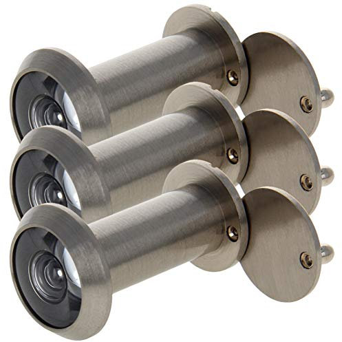 Othmro Lot de 3 judas de porte à trous pour appareil photo, judas inversés, argenté à 200 °, grand angle pour porte d'entrée, maison, bureau, hôtel, convient aux portes de 35 à 60 mm d'épaisseur