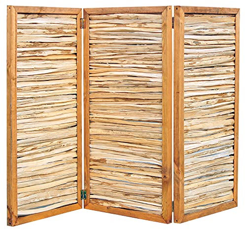 NOOR Haselnuss Paravent - Sichtschutz 3-teilig klappbar für Outdoor - wetterfester Windschutz für Terrasse, Garten und Balkon - natürliche Trennwand Holz-Rahmen Gesamtgröße 120x180 cm