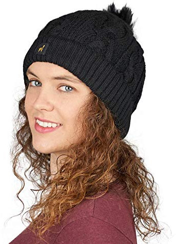 100% Baby Alpaka Damen Mütze mit Zopfmuster