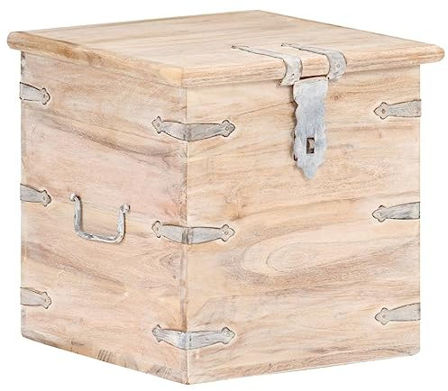 vidaXL Akazienholz Massiv Truhe Abschließbar Aufbewahrungsbox Holzkiste Nachttisch Nachtschrank Schatztruhe Holztruhe Schatzkiste 40x40x40cm