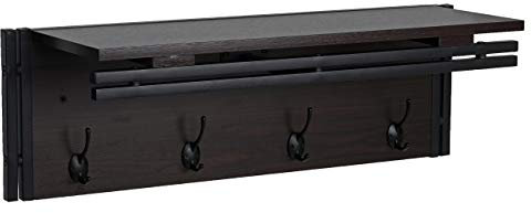 Mendler Wandgarderobe HWC-A27, Garderobe Regal, 4 Haken 24x75x24cm 3D-Struktur - dunkelbraun