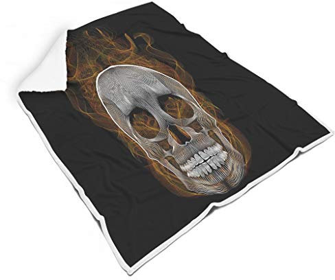 huiingwen Clubdeer Skull on Fire Überwurf, luxuriös, zottelig, für Bett, Couch, Stuhl, Baby, Mädchen oder Jungen, alle Jahreszeiten, weiß, 152,4 x 203,2 cm