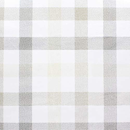 ORYX Mantel Hule Rectangular Cuadros Beis. Impermeable Antimanchas PVC 140 cm. x 20 Metros. Rollo Recortable. Interior y Exterior