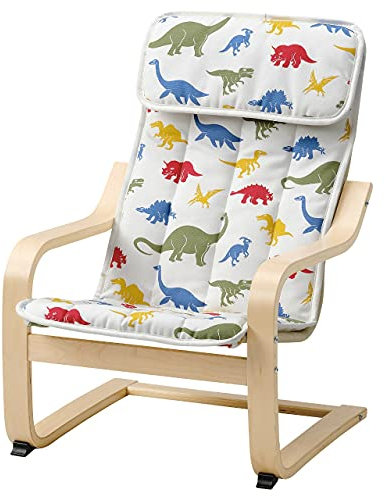 IKEA POANG Kindersessel Birkenfurnier / Medskog Dinosaurier Muster