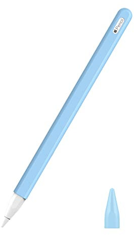 MoKo Funda Compatible con Apple Pencil Pro/Apple Pencil 2ª Generación, 2 Piezas Apple Pencil Pro/2ª Funda Protectora de Pencil y Cubierta Nib Silicona Compatible con Carga Magnética, Azul Claro