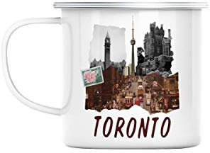 Fabulous Emaillierter Metallbecher 284ml Toronto Vintage Collage Reisen Kanada Postkarte