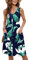 MOLERANI Damen ärmellose locker sitzende Florale A-Linie ausgestellte Kleider (Print Blau, XL)