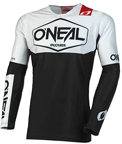 O'NEAL | Motocross-Shirt Langarm | MX Enduro DH FR Downhill Freeride | Athletische Passform, Schnell trocknend, Bündchenlose Ärmel | Mayhem Youth Jersey HEXX V.23 | Kinder | Schwarz Weiß | Größe L