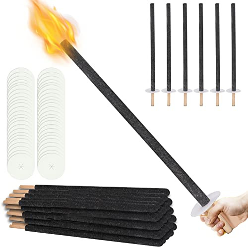 Tubiaz 30 torce in cera, 90 minuti, con 30 x protezioni per le mani, torce per escursioni a torcia, con manico extra lungo, per bambini