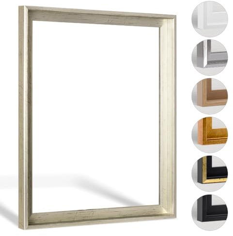 Haak Schattenfugenrahmen Levi in Silber Antik 40 X 50 cm für Keilrahmenbilder und Leinwände Glanz Edition