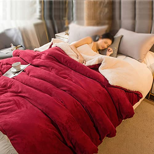 Kuscheldecke Flauschig, Warme Decken für Den Winter, Weihnachts kuscheldecke Dicke kuscheldecke warm Falten Beständig/Anti-verfärben,einfach Zu Säubern,Rot,150 x 200 cm