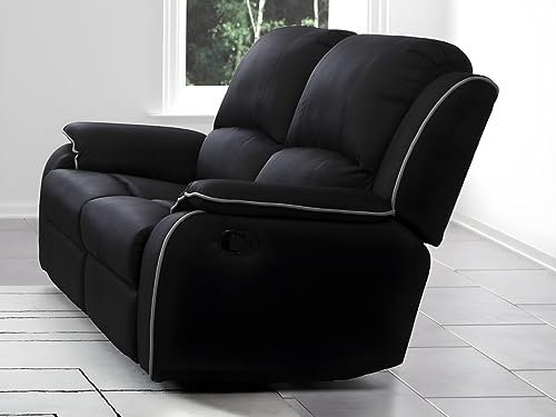 Vente-unique-Couchgarnitur Relax 3+2 - Microfaser - Schwarz - Hernani