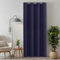tinycurtains, Türvorhang mit Vorhangstange & Magneten zum Abdichten, einfache Montage ohne Bohren in 1 Min (210 x 150 cm blau + Stange Silber 70–120 cm + 6 Magnete)