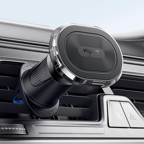 volport Magnetic Phone Holder Air Vent, 2025 Upgraded Strong Magnets 360° Rotatable Hands Free Car Mount, Super Stable Mobile Phone Cradle with Self Adhesive Metal Plates for All Smartphone & Tablets