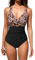 CUPSHE – Maillot de bain une pièce pour femme, effet gainant, col en V, Noir/léopard, L