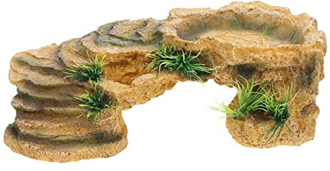 Hohopeti Backenplattform Für Schildkröten Aus Harz 10.83X5.31X3.54In Sonnenplatz Und Versteck Für Wasserschildkröten Terrarium Zubehör Reptilien Höhle
