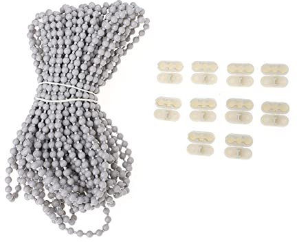 SEWOART Mila Bead Button for Roller Chain Cord Meters Grey Roller Blind Chain Bead Rope Blind Beaded Cord and Beaded Ball