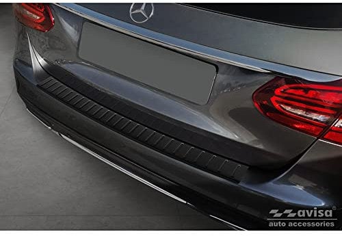 Avisa Matt-Schwarz Edelstahl Heckstoßstangenschutz kompatibel mit Mercedes C-Klasse W205 Kombi 2014-2021 'Ribs'