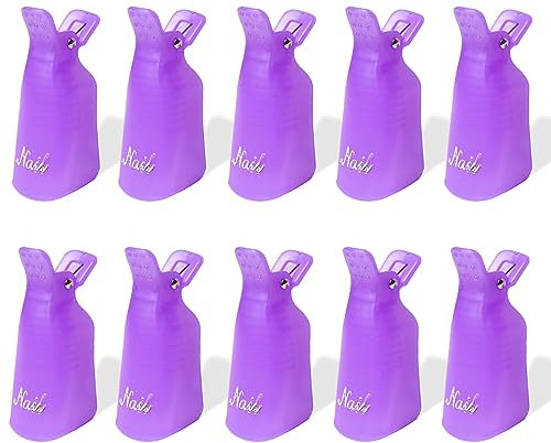 Cooetr Clip Semipermanente, Mollette Unghie, 10 Pezzi Cappucci per Rimozione Semipermanente, Ditali Rimozione Smalto Semipermanente Clip per Rimuovere lo Smalto Semipermanente Gel (Viola)