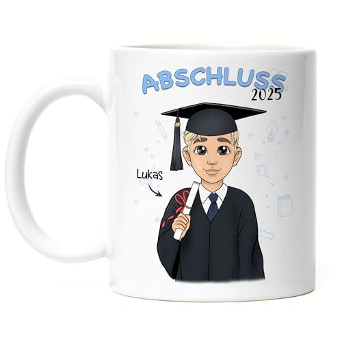 Kiddle-Design Abschluss Tasse Personalisiert | Geschenk zum Schulabschluss Abi Bachelor oder Master | Abschlussgeschenk mit Name Absolvent Doktor