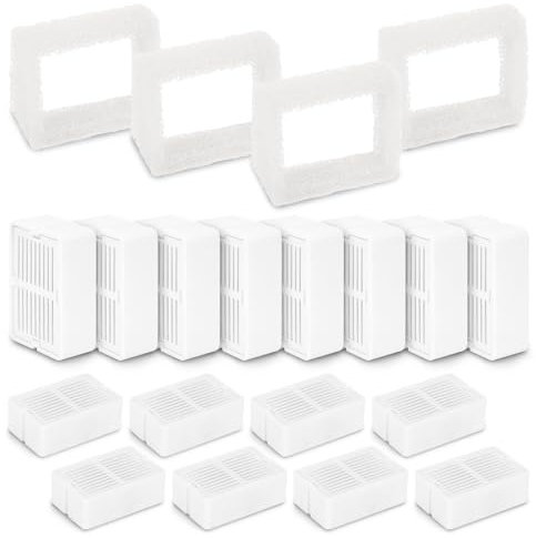 Kenepet Replacement Filters for Ceramic Cat Water Fountain, Carbon Filters and Sponge Foam Filters (16+4)