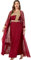 Frauen Muslim Chiffon Mantel Mit Satin Bestickt Sets Frühling Zweiteiliges Kleid Set Red XL