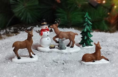 MOMENTS IN TIME Set mit 4 handbemalten Weihnachtsdorf-Figuren aus Polyresin