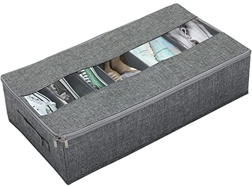 Noeborty Underbed Shoe Storage Bag Shoe Shelf for Under Bed Underbed Storage Box Shoe Storage Bag Large Capacity Shoe Storage with Transparent Window 6 Compartments