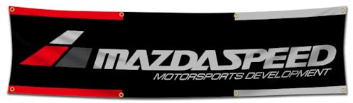 Bofanio Flagge kompatibel mit Mazda Speed Banner MazdaSpeed Racing Flagge Dekor Motorrad Racing 0,6 x 2,4 m Banner für Garage Man Cave Schlafsaal Zimmer