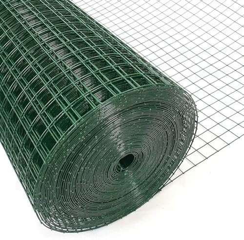 Rete Recinzione Metallica Maglia quadra 12,5x12,5 mm Zincata elettrosaldata Plastificata (0,5x10 Metri, Plasticata Verde)