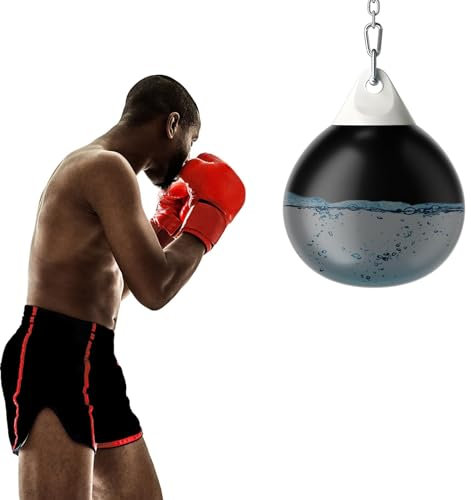 COSTWAY Ø55 cm Wasserboxsack, 80kg Boxing Punching Bag mit Verstellbarer Metallkette, Sicherheitsschnallen & Wasserschlauch, Punchingsack für Erwachsene & Kinder (Ø55 cm, Schwarz)