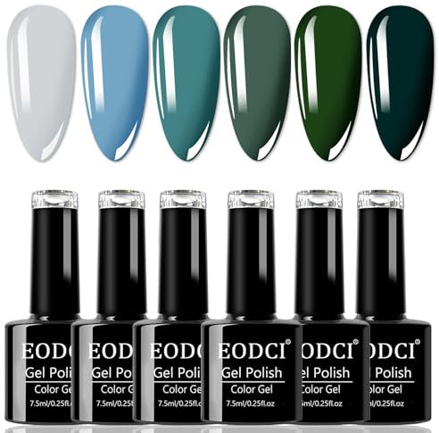 Vernis Semi Permanent Vert 6 Couleurs Automne et Hiver Olive Foncé Cyan Vert Turquoise Forêt Vernis À Ongles Gel U V Semi Permanent Lot Gel Polish Pour Studio de Manucure et au Bricolage à Domicile