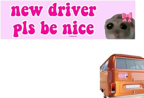 Nice Driver Car Sticker, New Driver Please Be Nice,New Driver Sad Hamster Driver Sticker, Self Adhesive Learner Driver Sticker,Funny Student Driver Sticker for Car (1Pcs)