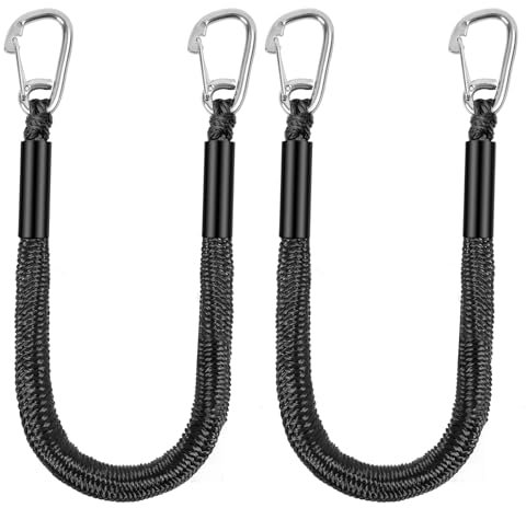 Boat Bungee Dock Lines with Two 316 Hook, 4 Feet Stretches to 6 Feet Mooring Rope 2-Pack for Docking, Mooring Line Boat Accessories Docking Ropes PWC Dock Ties for Boats 2 Pack (Black)