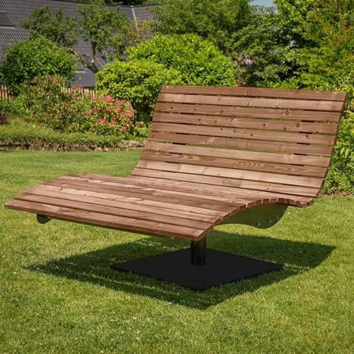 SCALANT Waldsofa Swing + Polsterauflage Wave + Kissen, drehbar 360°, Thermokiefer, für 2-3 Personen, Sonnenliege, Wellenliege, Relaxliege, Himmelsliege, Holzliege für den Garten