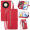 Fertuo Cover per Honor Magic 6 Lite, Custodia a Libro in Pelle PU Flip Case con Porta Carte, Chiusura Magnetica e Cinturino [Disegni di Fiori] Portafoglio Antiurto per Honor Magic 6 Lite, Rosso