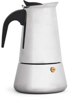 Kinvara Italienische Kaffeemaschine, Schwarz, Silber, Stahl, 4 Tassen